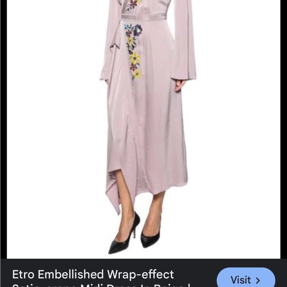 Etro Midi Dress Embellished with a Wrap-Effect in Satin & Sz38 NWT - Picture 7 of 9